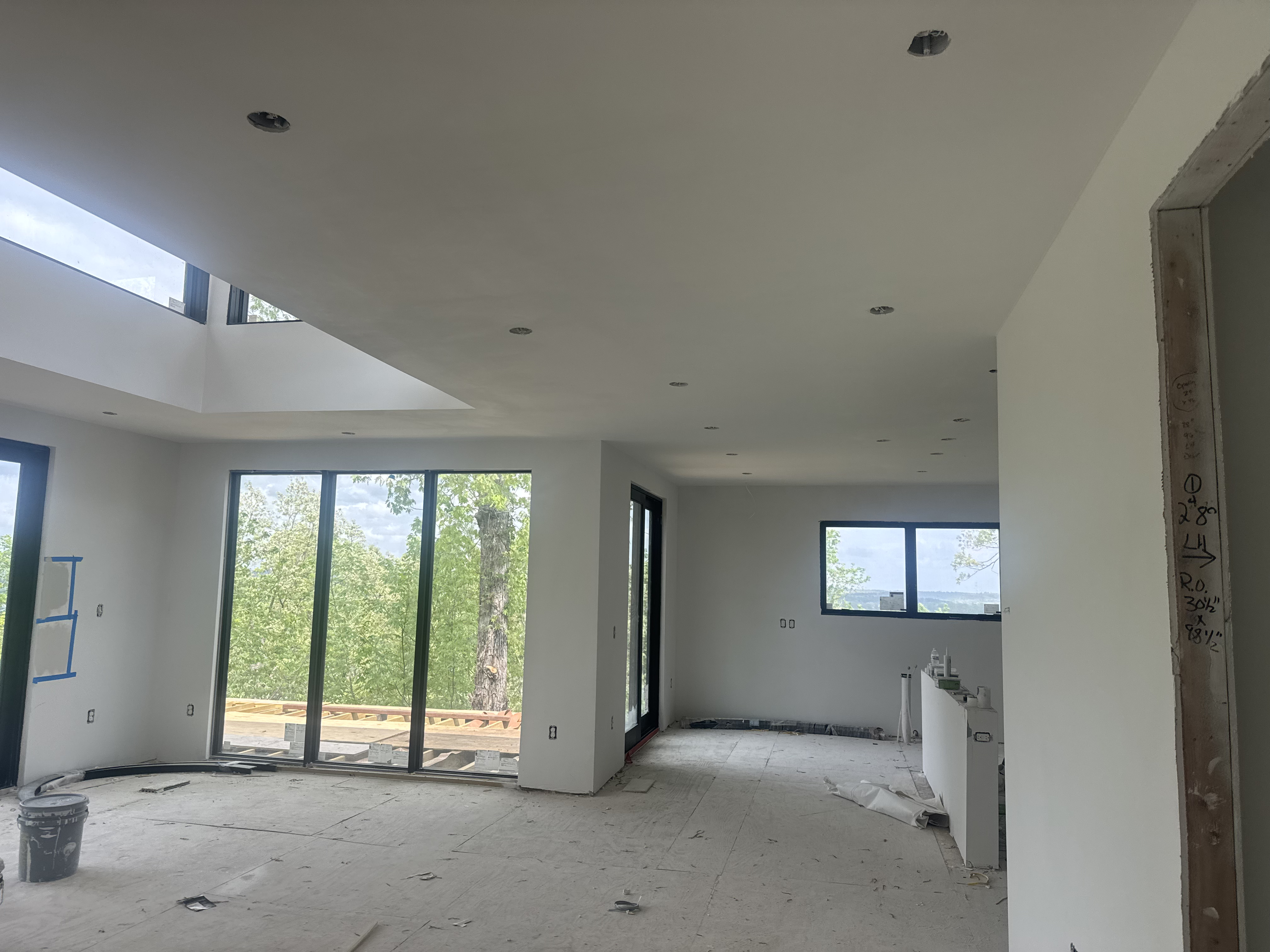 Open living space with skylight