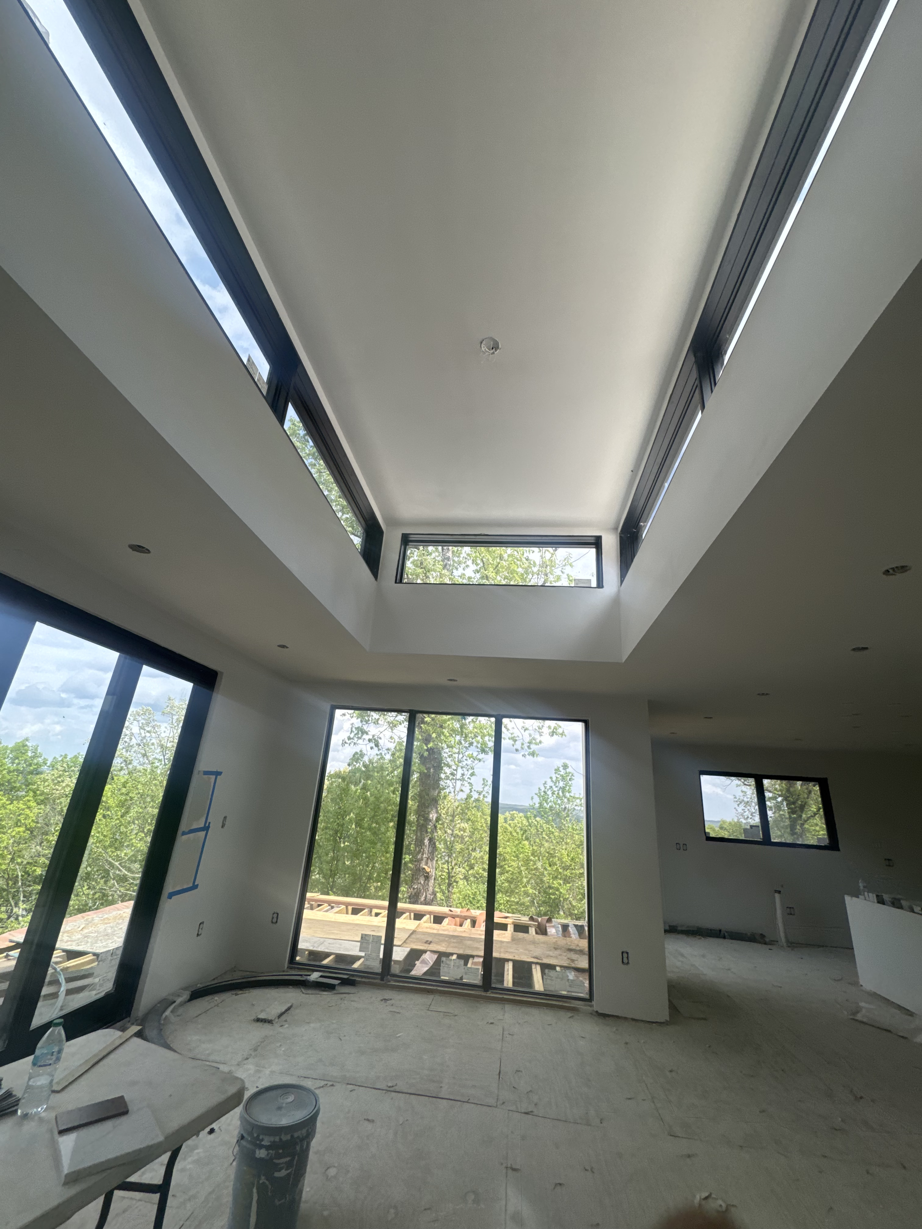 Skylight detail with floor-to-ceiling windows